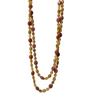 Vintage Beaded Necklace Pink Yellow Beads Retro 60s 70s Fashion Jewelry Women